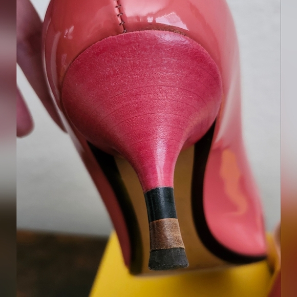 Fendi Coral Patent Leather Round Toe Kitten Heels - Picture 7 of 12